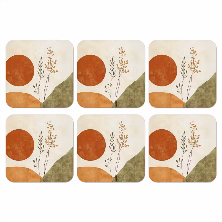 Zon - Abstract - Takken - Oranje onderzetter kurk middel -3d