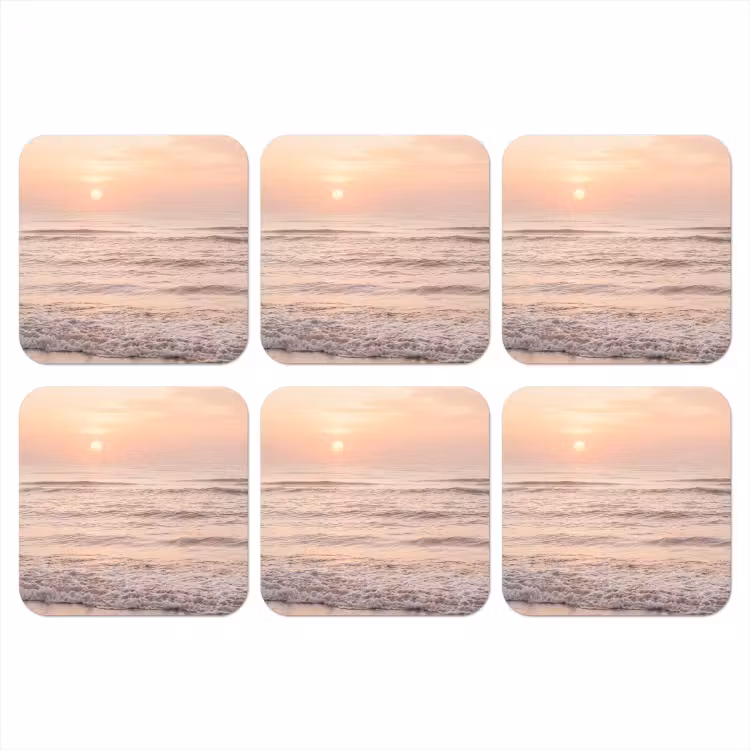 Zon - Strand - Roze onderzetter kurk middel -3d