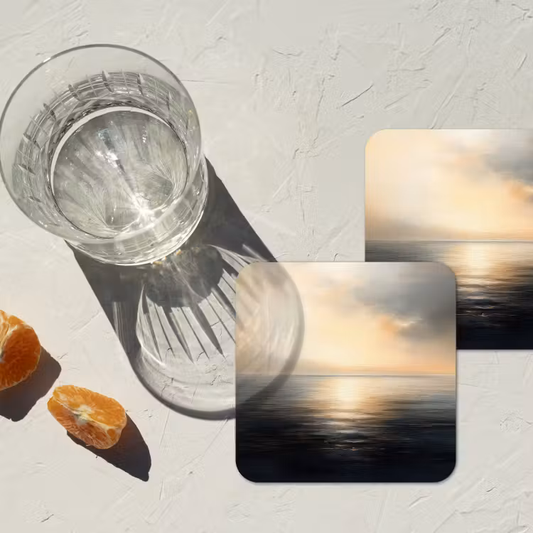 Zon - Horizon - Zee onderzetter kurk middel -sfeer4
