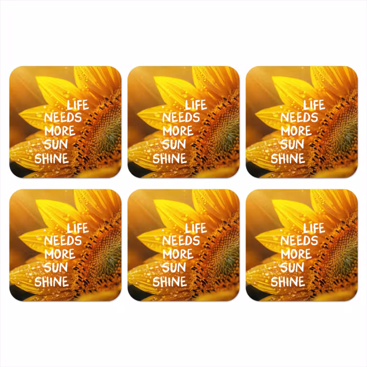 Zonnebloem - Close up - Geel - Quote onderzetter kurk middel -3d