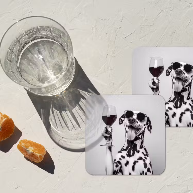 Zonnebril - Dalmatiër - Wijnglas - Tong onderzetter kurk middel -sfeer4