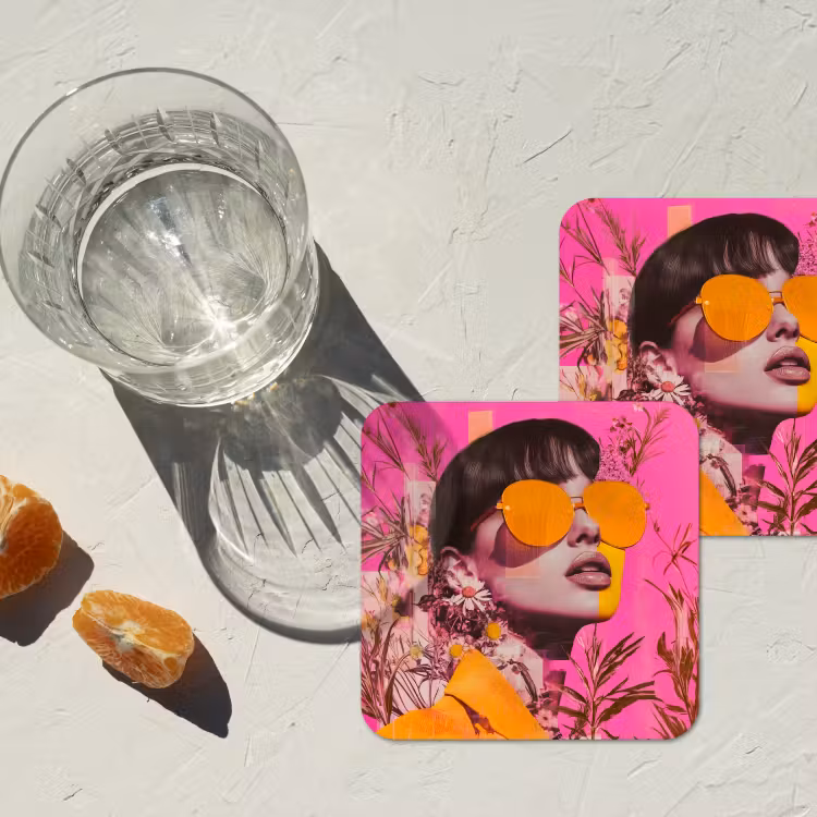 Zonnebril - Oranje - Vrouw - Planten onderzetter kurk middel -sfeer4