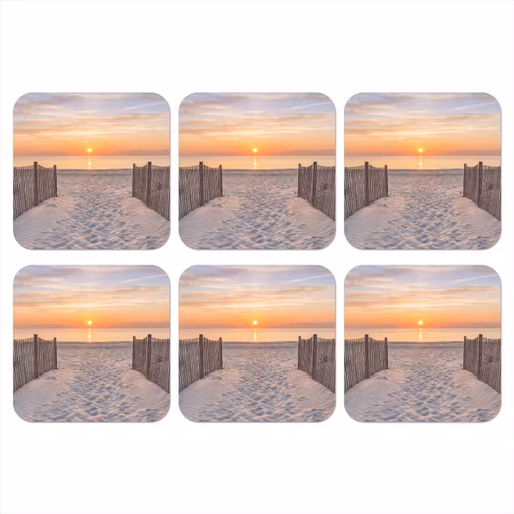 Zonsondergang - Strand - Zand onderzetter kurk middel -3d