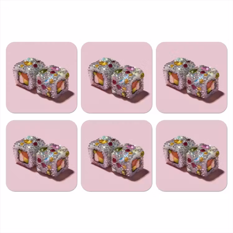 Sushi - Rolletjes - Steentjes - Kleurrijk onderzetter kurk middel -3d