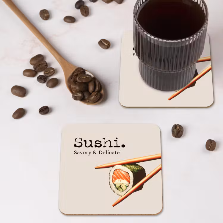 Sushi - Zalm - Rijst - Japans onderzetter kurk middel -sfeer2