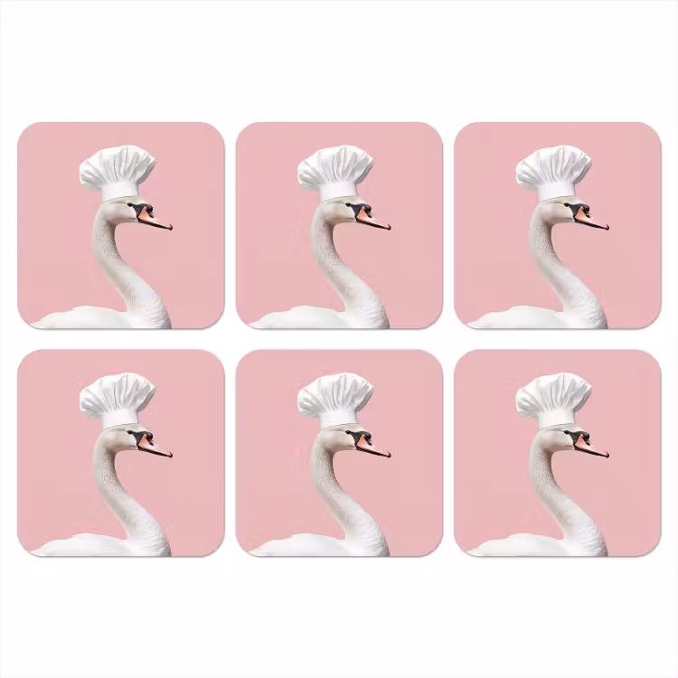 Zwaan - Koksmuts - Mooi - Klassiek onderzetter kurk middel -3d