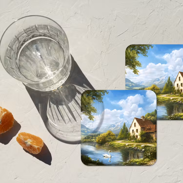 Zwaan - Bomen - Rust onderzetter kurk middel -sfeer4