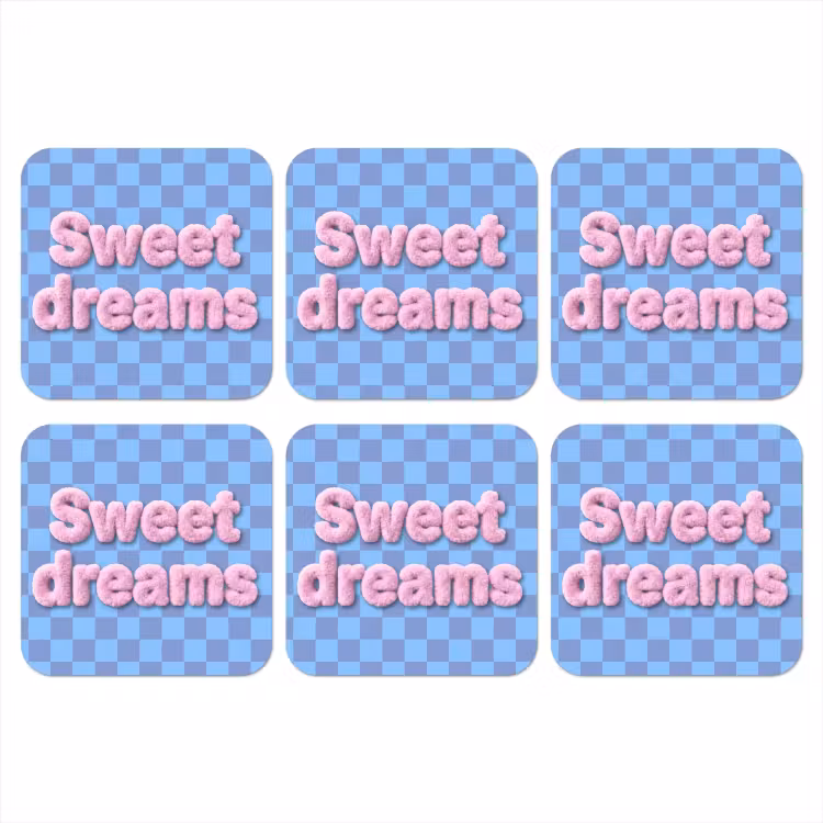 Sweet dreams - Vierkanten - Roze - Blauw onderzetter kurk middel -3d