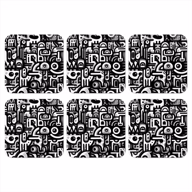 Symbolen - Abstract - Grafisch - Zwart onderzetter kurk middel -3d