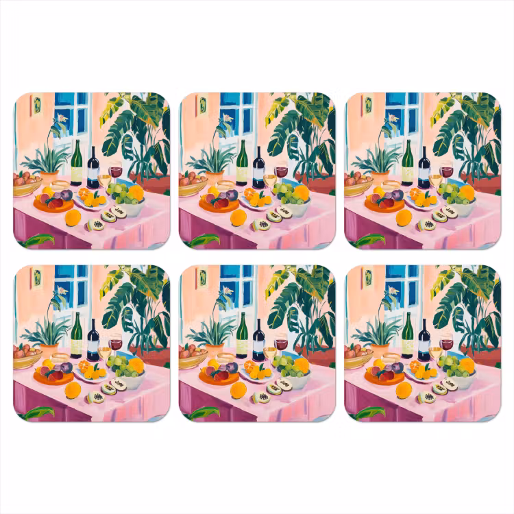 Tafel - Wijn - Fruit onderzetter kurk middel -3d