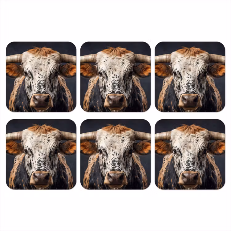 Stier - Kleurrijk - Hoorns onderzetter kurk middel -3d