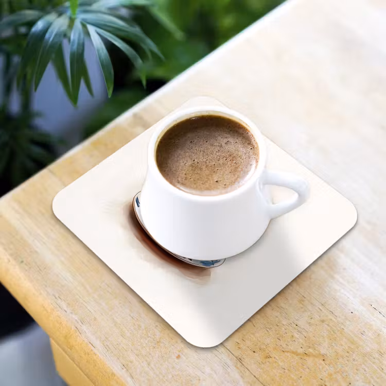 Theekop - Bladeren - Blauw onderzetter kurk middel -sfeer5
