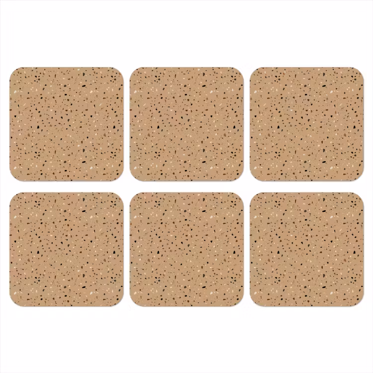 Terrazzo - Patroon - Beige onderzetter kurk middel 366 -3d