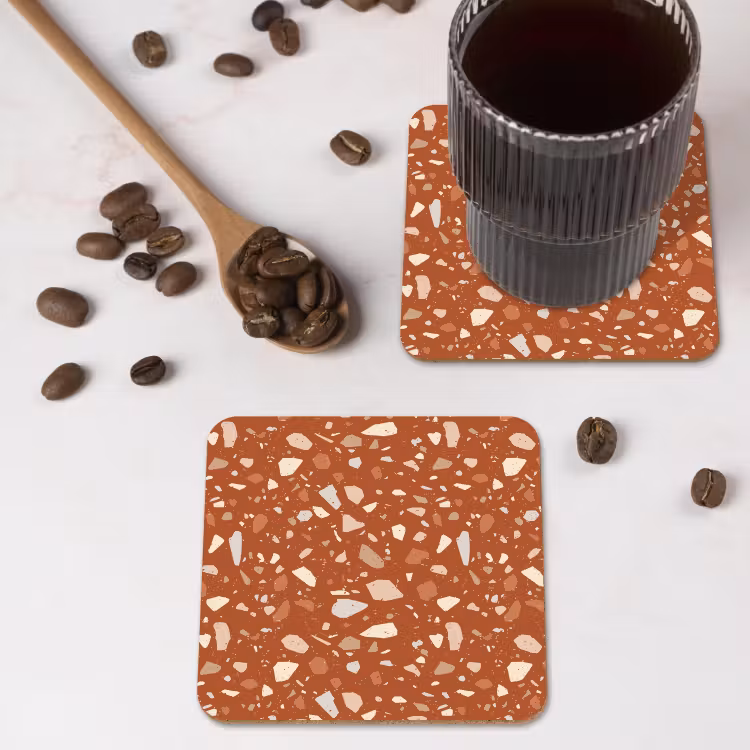 Terrazzo - Patroon - Klei onderzetter kurk middel 366 -sfeer2