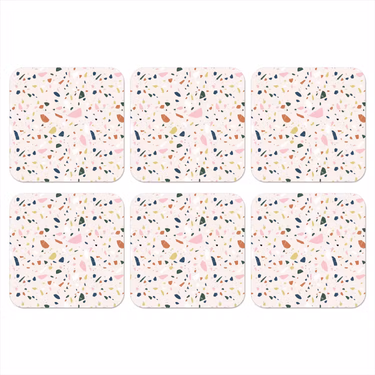 Terrazzo - Patroon - Kleurrijk onderzetter kurk middel 366 -3d
