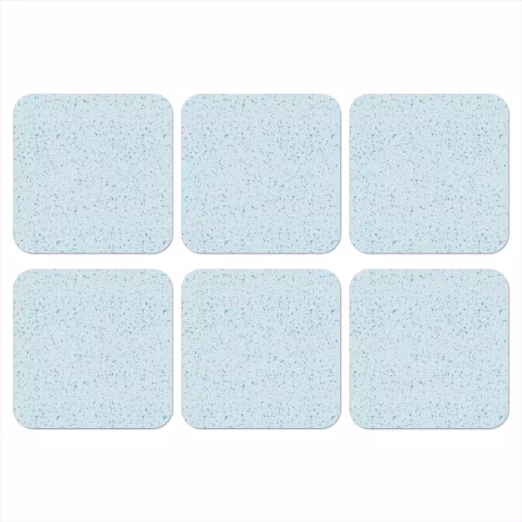 Terrazzo - Patroon - Kleurrijk - Baby Blauw onderzetter kurk middel 366 -3d