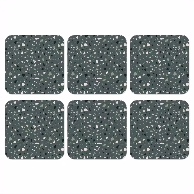 Terrazzo - Patroon - Kleurrijk - Groen onderzetter kurk middel 366 -3d