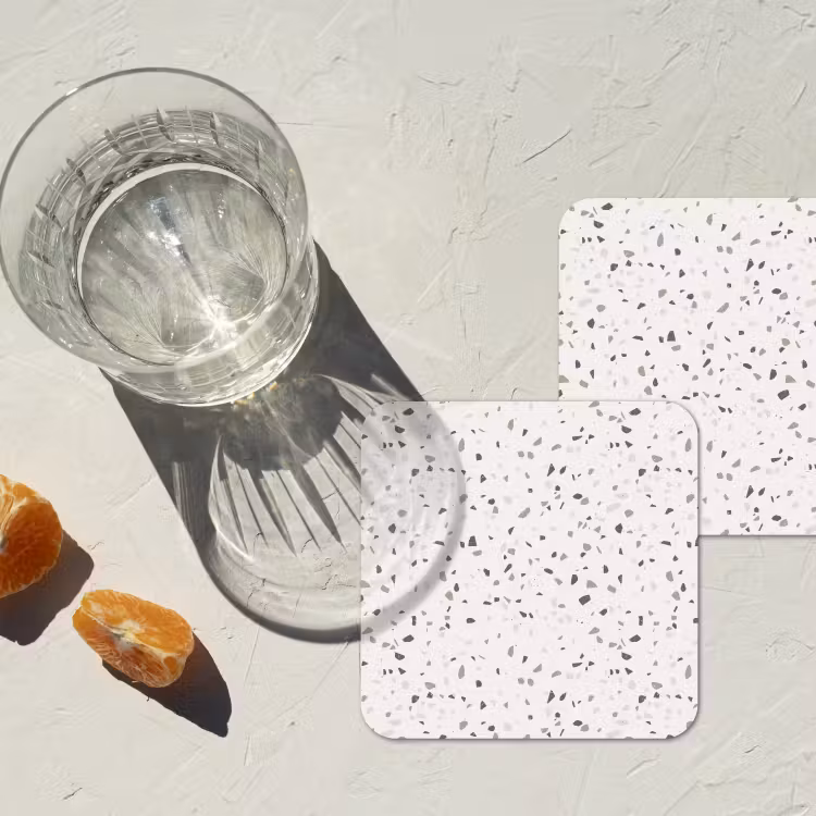 Terrazzo -  Patroon  -  Créme onderzetter kurk middel 366 -sfeer4