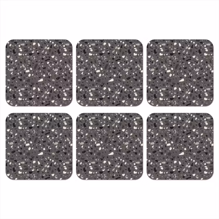 Terrazzo - Patroon - Grijs onderzetter kurk middel 366 -3d