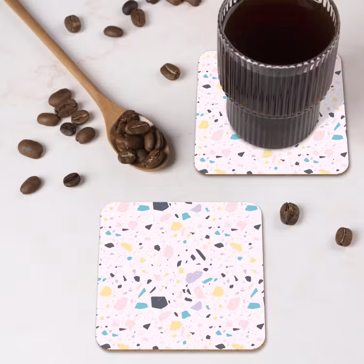 Terrazzo - Patroon - Zacht - Snoep onderzetter kurk middel 366 -sfeer2
