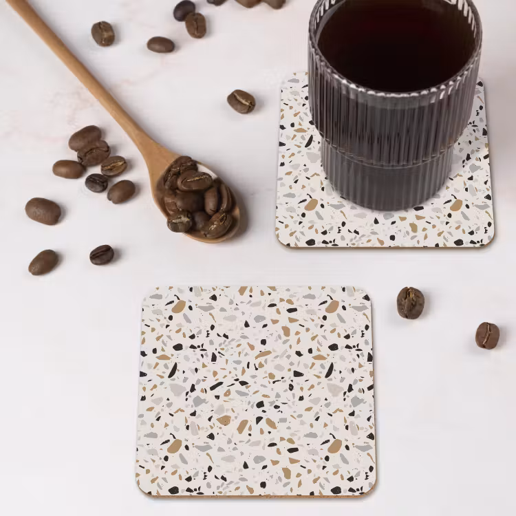 Terrazzo - Patroon - Staal onderzetter kurk middel 366 -sfeer2