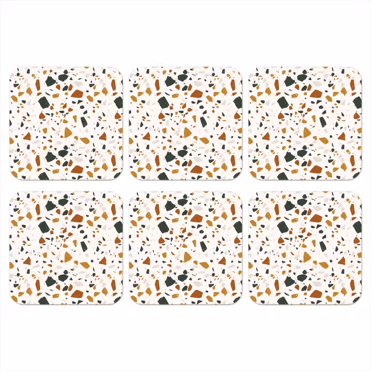 Terrazzo - Patroon - Wit - Terra onderzetter kurk middel 366 -3d