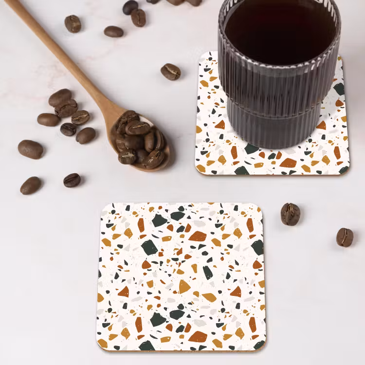 Terrazzo - Patroon - Wit - Terra onderzetter kurk middel 366 -sfeer2