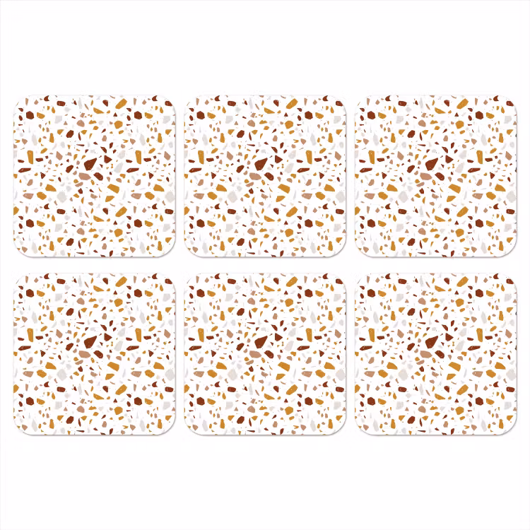 Terrazzo - Patroon - Wit - Urban onderzetter kurk middel 366 -3d