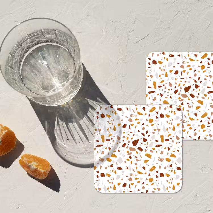 Terrazzo - Patroon - Wit - Urban onderzetter kurk middel 366 -sfeer4