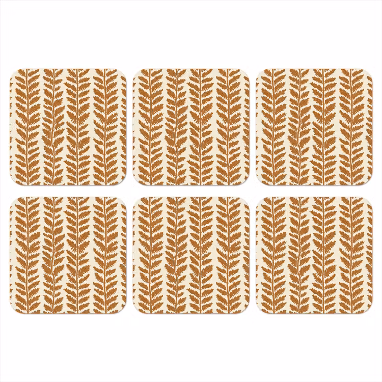 Textuur - Bladeren - Oker onderzetter kurk middel 366 -3d