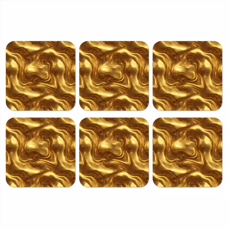 Textuur - Vloeibaar - Organisch - Goud onderzetter kurk middel 366 -3d
