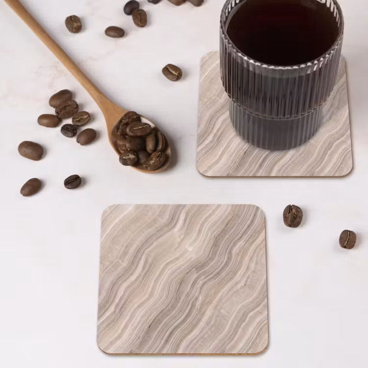 Textuur - Golvend - Abstract - Modern - Beige onderzetter kurk middel -sfeer2