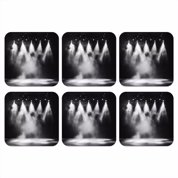 Theaterzaal - Mist - Spotlights - Zwart onderzetter kurk middel -3d