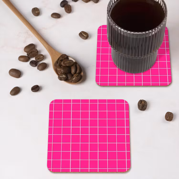 Tegels - Vierkant - Fuchsia onderzetter kurk middel 366 -sfeer2