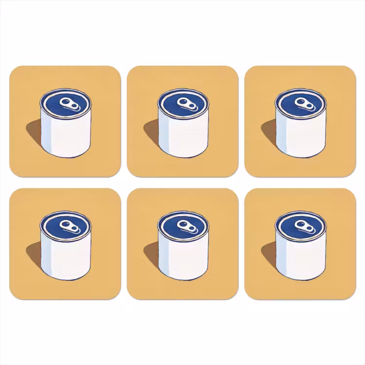 Blikje - Minimalistisch - Blauw - Illustratie onderzetter kurk middel -3d