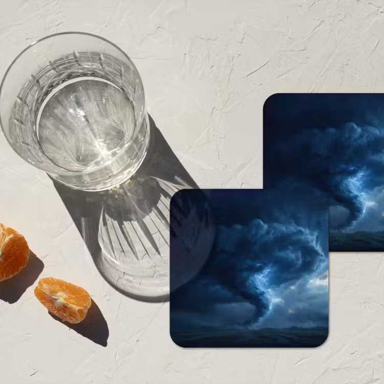 Tornado - Duister - Wolken onderzetter kurk middel -sfeer4
