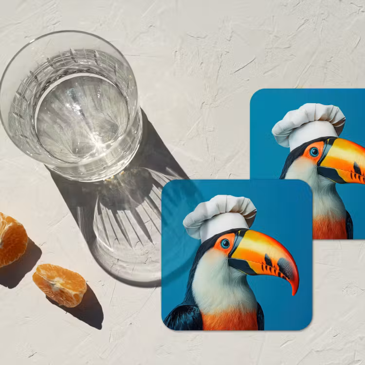 Toekan - Papegaai - Vogel - Koksmuts onderzetter kurk middel -sfeer4