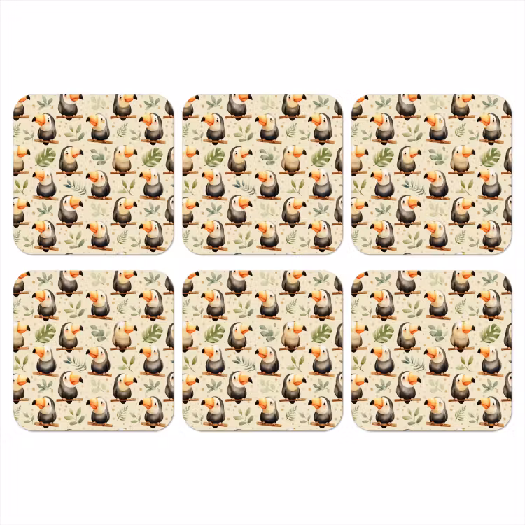 Toekans - Exotisch - Kleurrijk onderzetter kurk middel 366 -3d