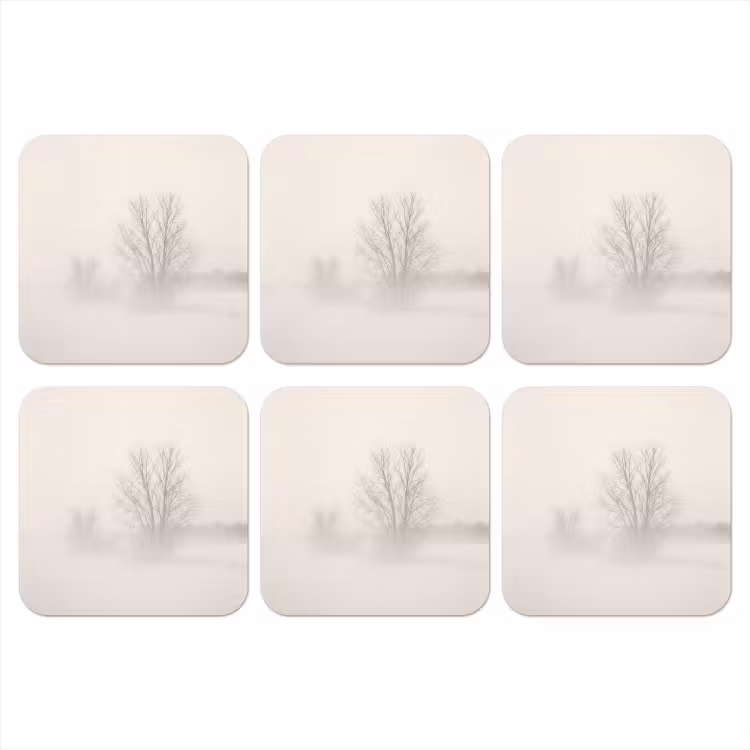 Boom - Mist - Sneeuw - Winter - Minimalistisch onderzetter kurk middel -3d