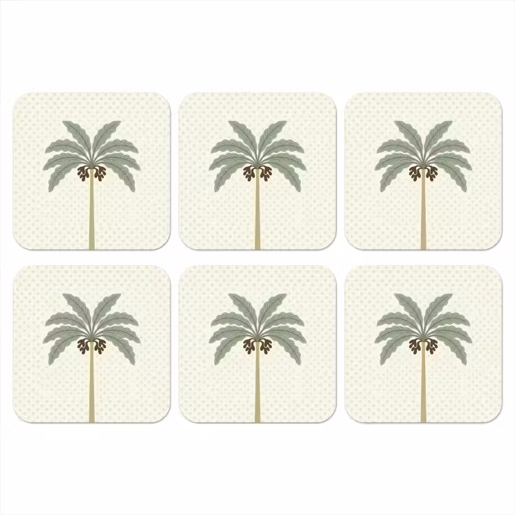 Boom - Bladeren - Groen - Decoratief - Beige onderzetter kurk middel -3d
