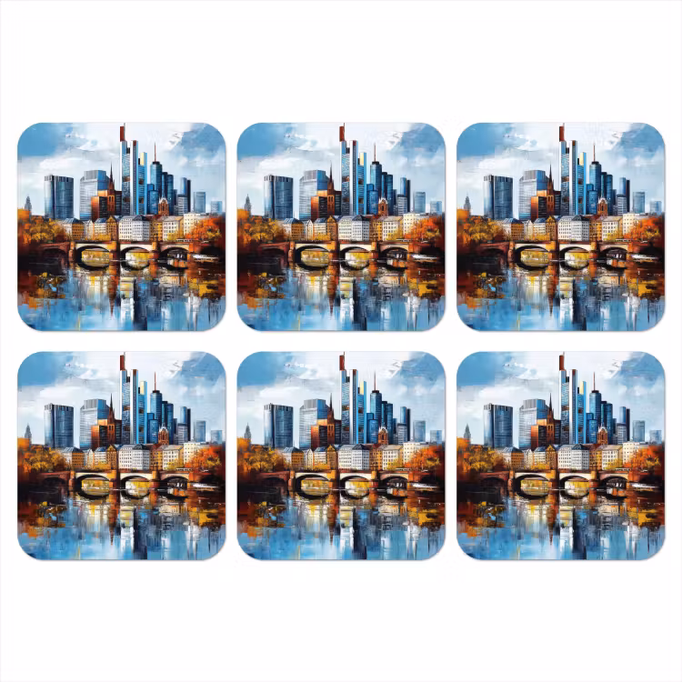 Bomen Frankfurt- Stad - Skyline - Brug onderzetter kurk middel -3d