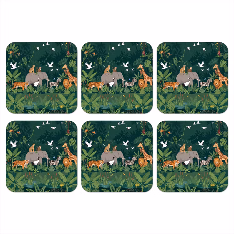 Tropisch - Jungle - Groen onderzetter kurk middel -3d