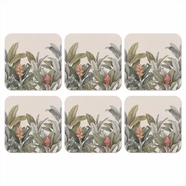 Tropisch - Planten - Modern - Groen onderzetter kurk middel -3d