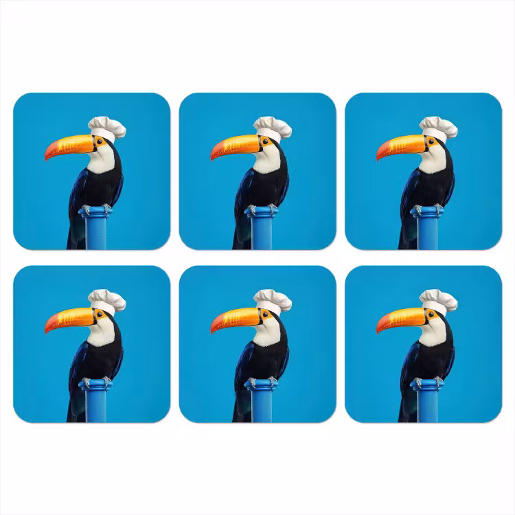 Tucan - Sokkel - Vogel - Koksmuts onderzetter kurk middel -3d