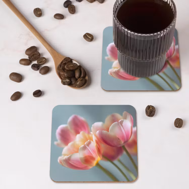 Tulpen - Roze - Stelen onderzetter kurk middel -sfeer2