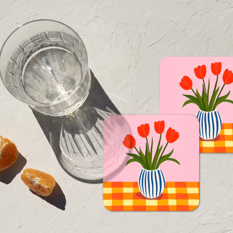 Tulpen - Roze - Vaas onderzetter kurk middel -sfeer4