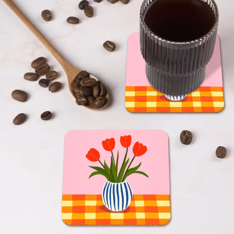Tulpen - Roze - Vaas onderzetter kurk middel -sfeer2