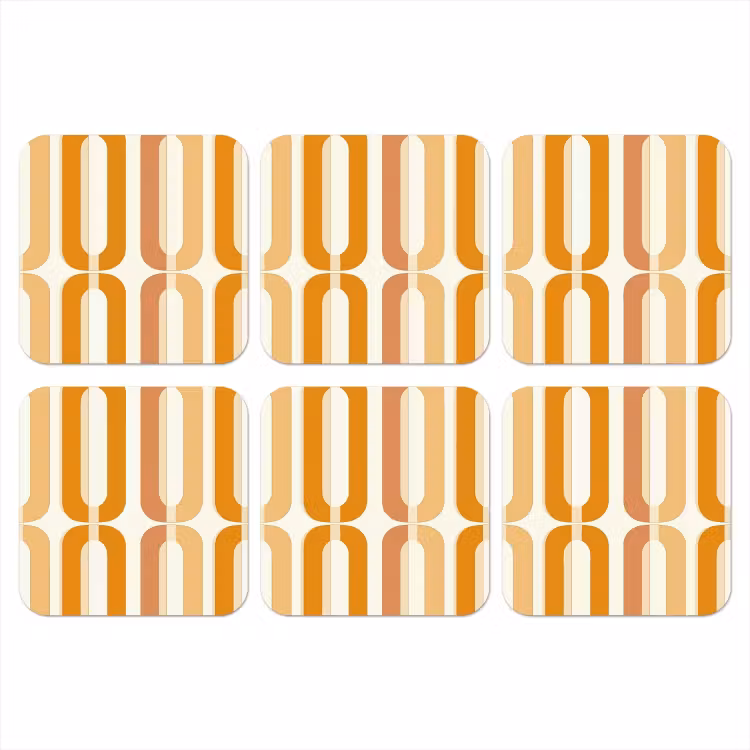 U-vorm - Retro - Oranje onderzetter kurk middel 366 -3d