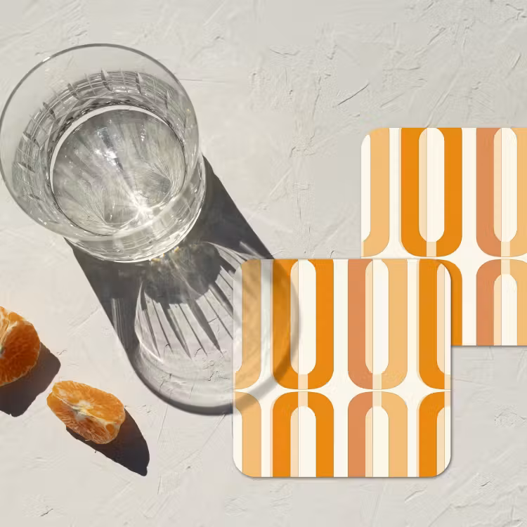 U-vorm - Retro - Oranje onderzetter kurk middel 366 -sfeer4