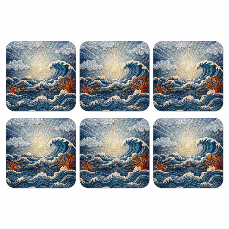 Onderwater - Koraal - Vis - Natuur - Kunst onderzetter kurk middel -3d